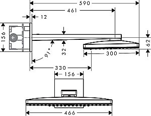 Верхний душ Hansgrohe Rainmaker Select 460 2jet Черный 24005600 купить в интернет-магазине сантехники Sanbest