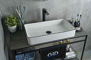 Раковина накладная Gid Geometrico 60 Nc9399 52225 черная, белая купить в интернет-магазине Sanbest