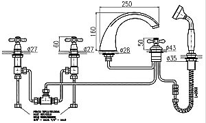 Смеситель на борт ванны RAV-Slezak MORAVA RETRO MK169.5P хром купить в интернет-магазине сантехники Sanbest