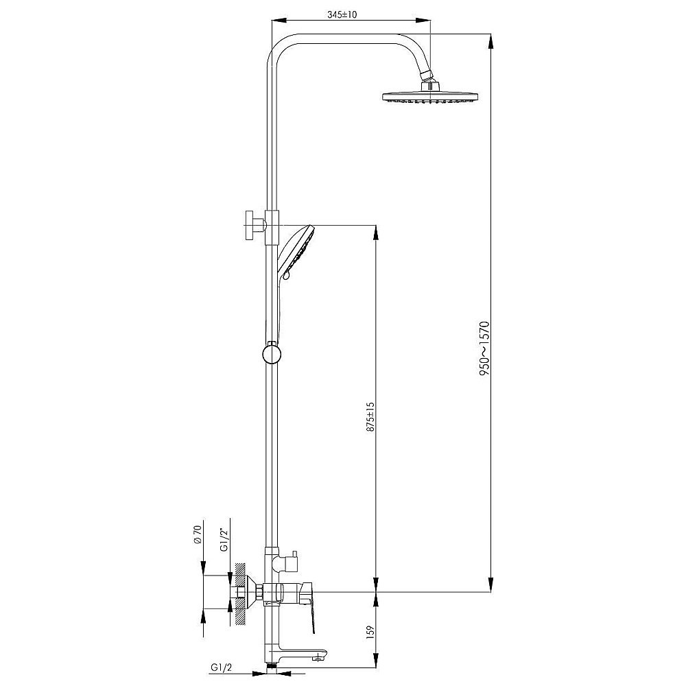 Душевая система Rossinka S S35-46 купить в интернет-магазине сантехники Sanbest