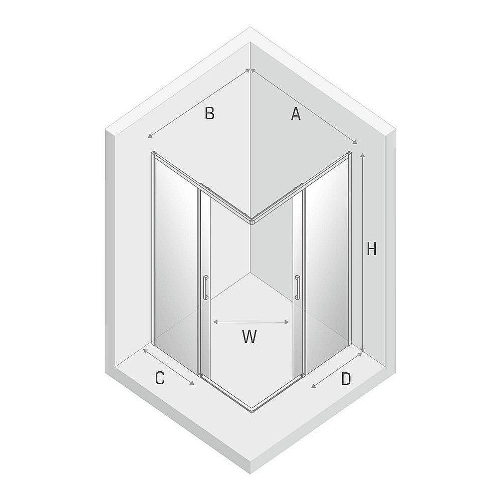 Душевой уголок NEW TRENDY PRIME D-0294A/D-0303A 80x120 стекло прозрачное/профиль хром купить в интернет-магазине Sanbest