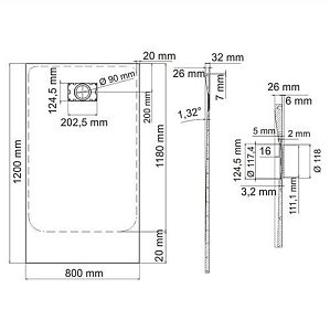 Душевой поддон WasserKRAFT Main 41T06 120х80 купить в интернет-магазине Sanbest