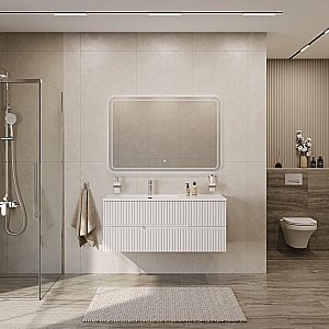 Тумба с раковиной Cezares DUET-N 100 DUET-N-1000-2C-SO-BL белая глянцевая левая/правая для ванной в интернет-магазине Sanbest