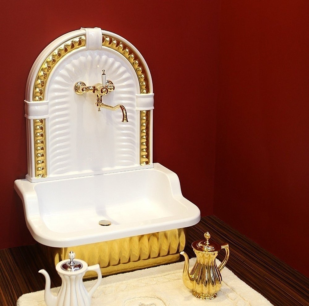 Раковина напольная Migliore Olivia 84 24758 с панелью золото купить в интернет-магазине Sanbest