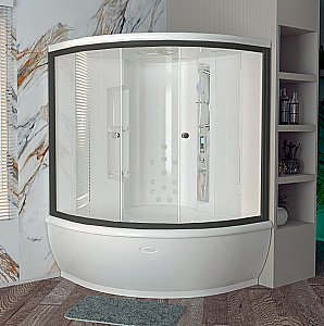 Душевой бокс Радомир Калифорния 155х155 стекло прозрачное/профиль черный купить в интернет-магазине Sanbest