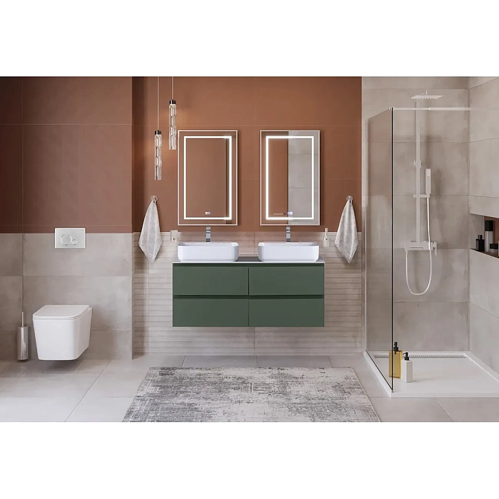 Тумба с раковиной и столещницей BelBagno 120 KRAFT-1200-4C-SO-VO+KEP-120-2-CEM еловая матовая для ванной в интернет-магазине Sanbest