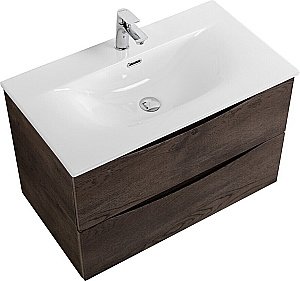 Тумба с раковиной BelBagno MARINO-CER-N-800-2C-SO-RNG-P Rovere Nature Grigio для ванной в интернет-магазине Sanbest