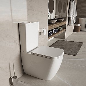 Унитаз-компакт Vincea Bien VT2-51T белый, с крышкой микролифт, с бачком, безободковый, слив-торнадо купить в интернет-магазине Sanbest