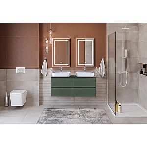 Тумба с раковиной и столещницей BelBagno 120 KRAFT-1200-4C-SO-VO+KEP-120-2-CEM еловая матовая для ванной в интернет-магазине Sanbest