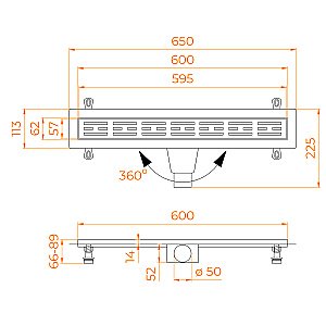 Душевой лоток RGW Drain Leo-30 60 черный купить в интернет-магазине Sanbest