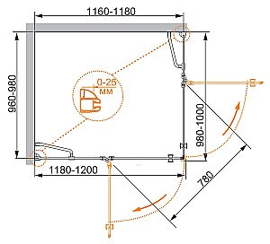 Душевой уголок Cezares Verona 120х100 VERONA-W-AH-2-120/100-P-Cr стекло матовое/профиль хром купить в интернет-магазине Sanbest