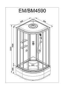 Душевая кабина Deto ЕМ4590 90х90 купить в интернет-магазине Sanbest