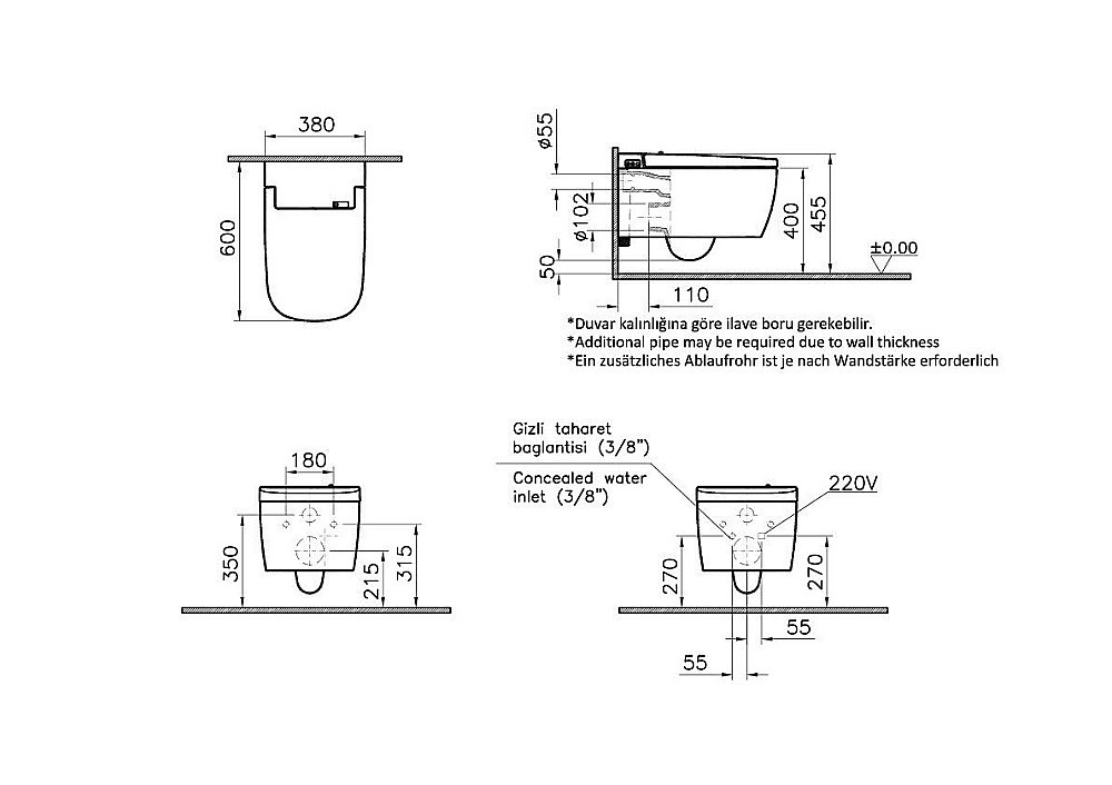 Унитаз подвесной Vitra V-Care Basic 5674B003-6193 безободковый, с крышкой микролифт купить в интернет-магазине Sanbest