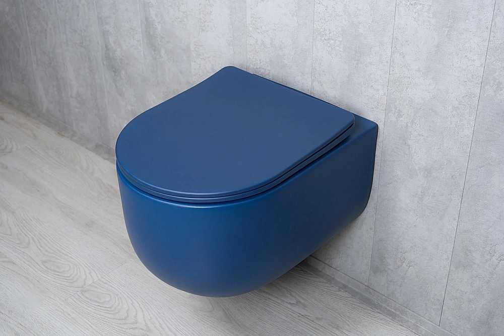Унитаз подвесной GID Tr2133TF-BUM 62301Y безободковый, слив торнадо, с крышкой микролифт, синий матовый купить в интернет-магазине Sanbest