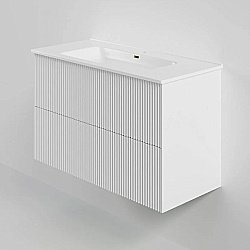 Тумба с раковиной La Fenice Terra Twin 100 FNC-01-TER-B-100-2 белая матовая для ванной в интернет-магазине Sanbest