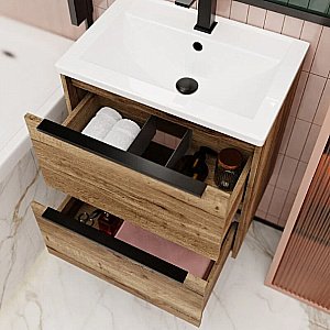 Тумба с раковиной La Fenice Tesoro 60 FNC-01-TES-DGT-60-2 галифакс табак для ванной в интернет-магазине Sanbest