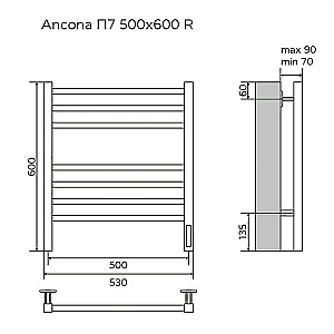 Полотенцесушитель электрический Azario Ancona П7 500х600 AZ71856W белый купить в интернет-магазине сантехники Sanbest