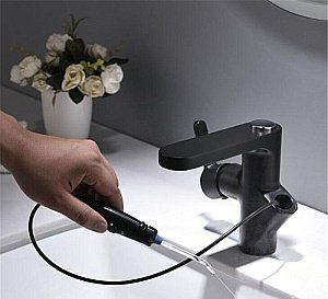 Смеситель для раковины с ирригатором Bronze de Luxe Optimal 10188B черный купить в интернет-магазине сантехники Sanbest