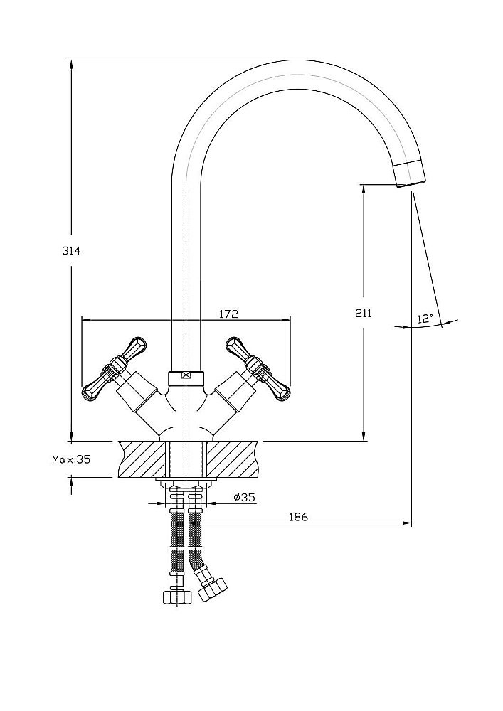 Смеситель для кухни Rush Bianki BI7650-24 купить в интернет-магазине сантехники Sanbest