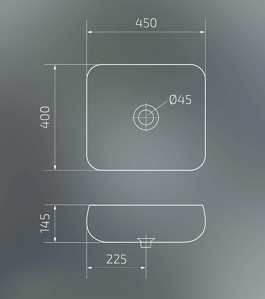 Раковина накладная Gid 45 Mnc189 54425 серый мрамор купить в интернет-магазине Sanbest