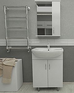 Тумба с раковиной Orange Лайт LA-60TUW+GR белая для ванной в интернет-магазине Sanbest