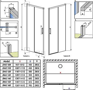 Душевая дверь Radaway Idea Brushed Gold DWJ 110 стекло прозрачное/профиль брашированное золото купить в интернет-магазине Sanbest