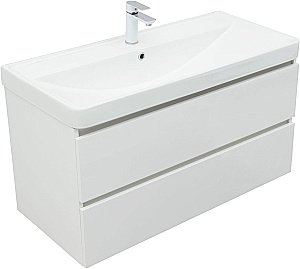 Тумба с раковиной Aquanet Вега 100 белый глянец для ванной в интернет-магазине Sanbest