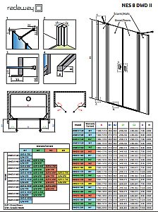 Душевая дверь Radaway Nes 8 Black DWD II 170 730+970 стекло прозрачное/профиль черный матовый купить в интернет-магазине Sanbest