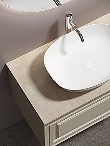 Тумба с раковиной Sancos Very 80 со столешницей, бежевая матовая для ванной в интернет-магазине Sanbest