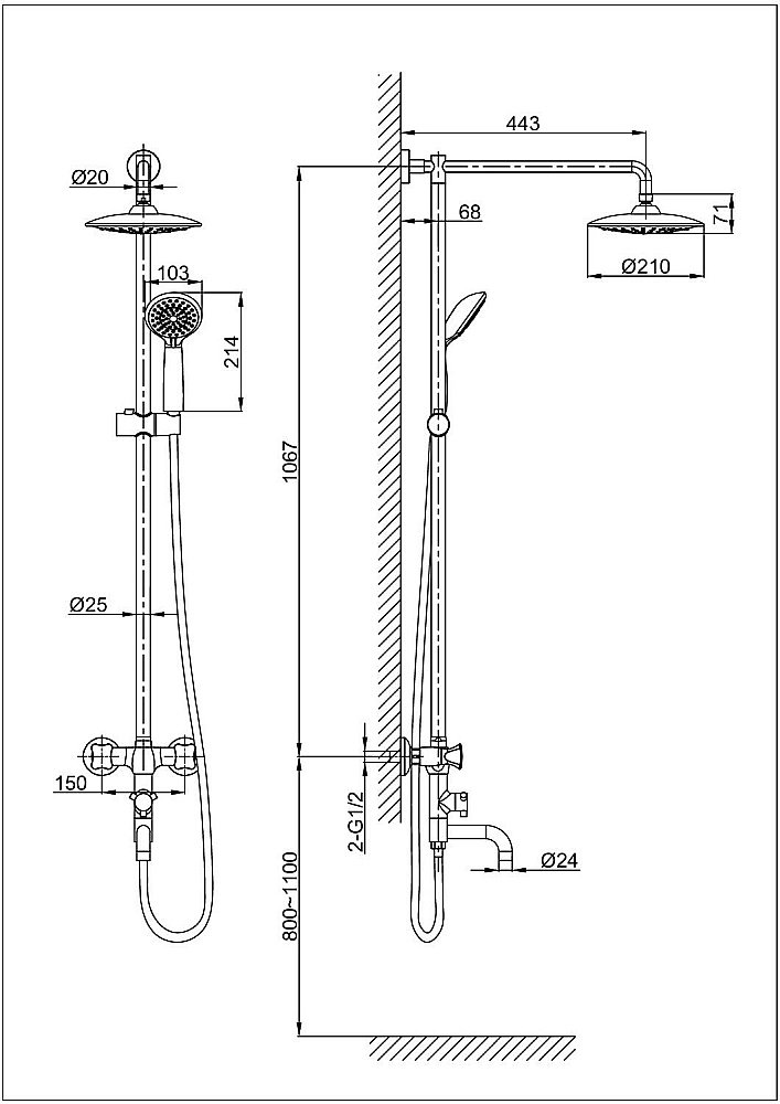 Душевая система D&K Hessen Grimm DA1384701E09 купить в интернет-магазине сантехники Sanbest
