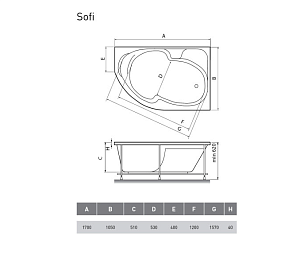 Ванна акриловая Relisan Sofi 170x105 купить в интернет-магазине Sanbest