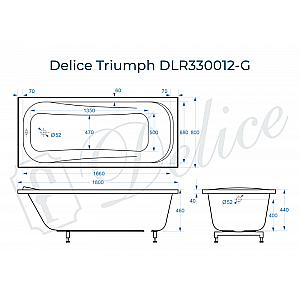 Ванна Delice Triumph DLR330012-G 180х80 белая купить в интернет-магазине Sanbest