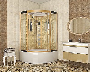 Душевая кабина Niagara Luxe 7744G 120х120 профиль золото/стекло прозрачное купить в интернет-магазине Sanbest