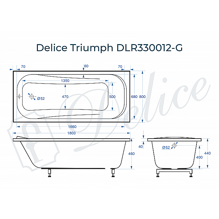 Ванна Delice Triumph DLR330012-G 180х80 белая купить в интернет-магазине Sanbest