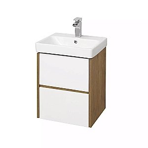 Тумба с раковиной Акватон Сканди 45 белая/дуб рустикальный для ванной в интернет-магазине Sanbest