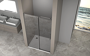 Душевая дверь Good Door Galaxy New 130 WTW-130-C-B ГЛ00041 стекло прозрачное/профиль черный купить в интернет-магазине Sanbest