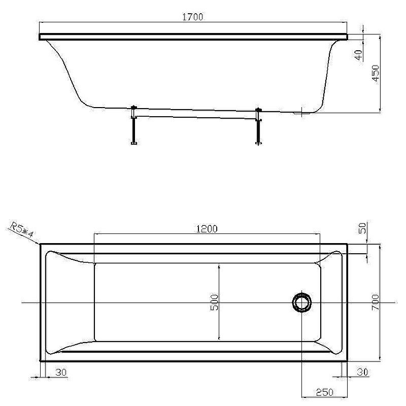 Ванна Aquatek Лайма 170х70 LAI170-0000001 белая купить в интернет-магазине Sanbest