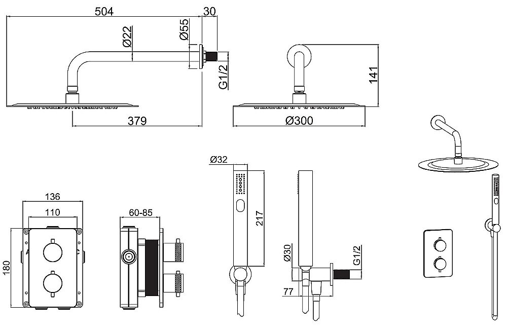 Душевая система Allen Brau Priority 5.31013-31 купить в интернет-магазине сантехники Sanbest