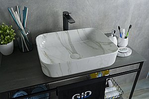 Раковина накладная Gid Geometrico 50 Mnc190 54426серый мрамор купить в интернет-магазине Sanbest