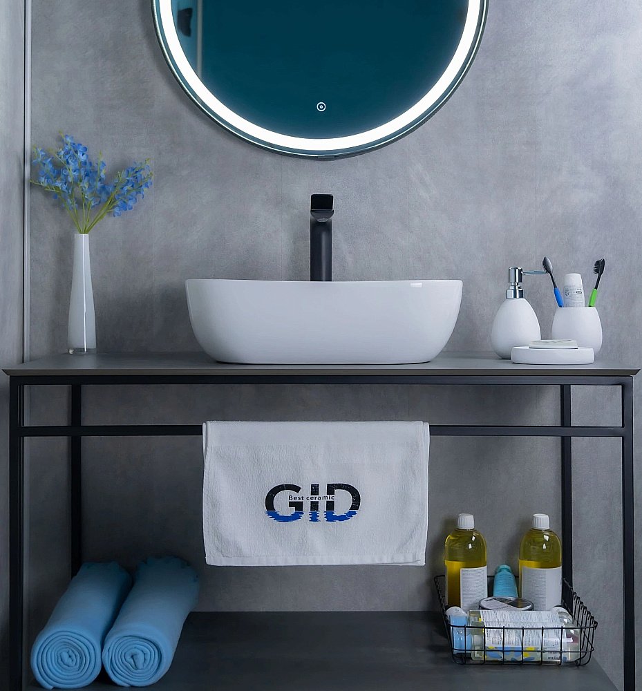 Раковина накладная Gid Geometrico 46 D1333 51183 белая купить в интернет-магазине Sanbest