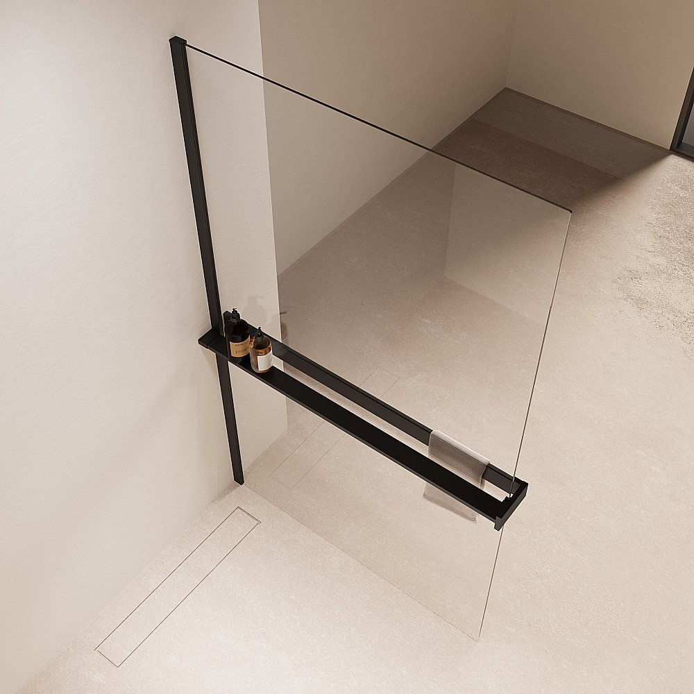 Душевая перегородка Vincea Walk-In VSW-1HR120CLB 120x200 профиль черный/стекло прозрачное купить в интернет-магазине Sanbest