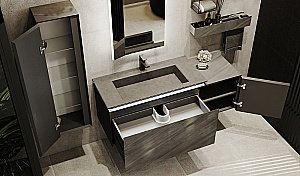 Тумба с раковиной Jorno Incline 140 бетон для ванной в интернет-магазине Sanbest