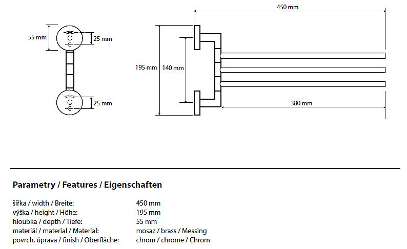 Полотенцедержатель тройной поворотный Bemeta Omega 104204112 купить в интернет-магазине сантехники Sanbest