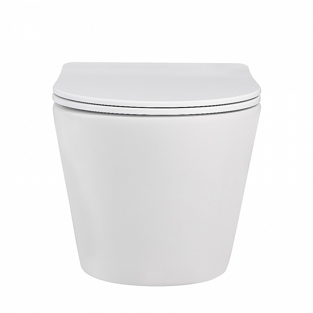 Унитаз подвесной ABBER Bequem AC1102MW с крышкой микролифт, безободковый, белый матовый купить в интернет-магазине Sanbest