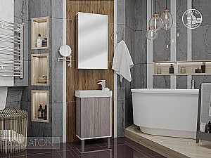 Тумба с раковиной Акватон Эмма 45 белый/дуб наварра для ванной в интернет-магазине Sanbest