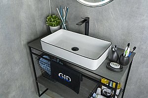 Раковина накладная Gid Geometrico 60 Nc9399 52225 черная, белая купить в интернет-магазине Sanbest