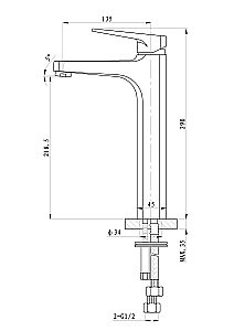 Смеситель для раковины высокий WONZON & WOGHAND ATHENS, Хром (WW-081102-CR) купить в интернет-магазине сантехники Sanbest