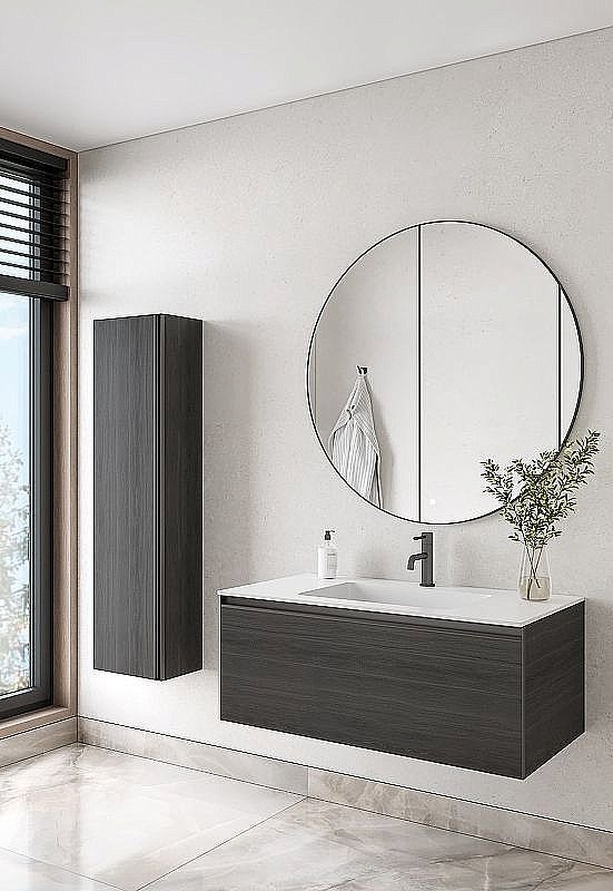 Пенал Armadi Art QUATRO OAK ANTHRACITE профиль ANTHRACITE для ванной в интернет-магазине сантехники Sanbest