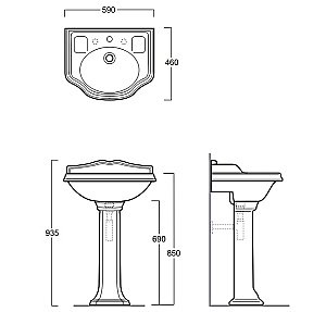 Раковина на пьедестале SIMAS Arcade AR814 59  с 1 отверстием под смеситель купить в интернет-магазине Sanbest
