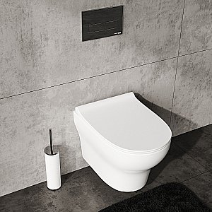 Унитаз подвесной WasserKRAFT Berkel 56TLT.010.ME.MG03.H001 безободковый, с инсталляцией Vils 56, с крышкой микролифт, белый/кнопка золото матовое купить в интернет-магазине Sanbest